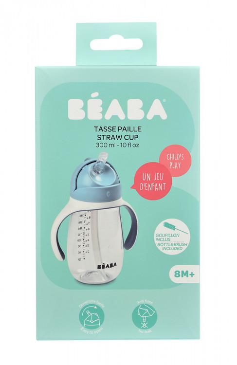 Поильник-бутылочка Beaba Straw Cup 300 мл 913479 WINDY BLUE