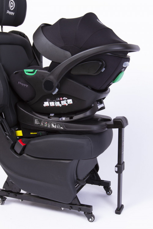 Детская коляска Peppy Monaco Thermo 4 в 1 с автокреслом Verona Black и базой Latte (бежевый), рама бежевая