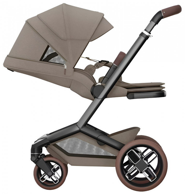 Детская коляска Maxi-Cosi Fame 3 в 1 с автокреслом CabrioFix Essential black Twillic Truffle/Трюфель(беж)