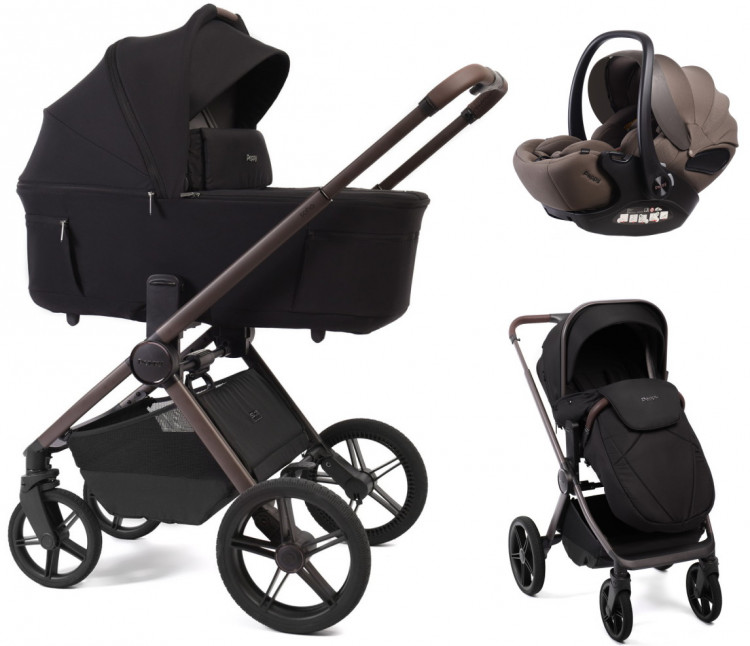 Детская коляска Peppy Soho 3 в 1 с автокреслом Verona Brown Black (черный) рама шоколад Детская коляска Peppy Soho 3 в 1 с автокреслом Verona Brown Black (черный) рама шоколад