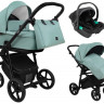 Детская коляска Roan Esso Кожа 3 в 1 с автокреслом Pituso Santiso Pro ESSK/214/1 Misti Mint/Grey/руч.Черный