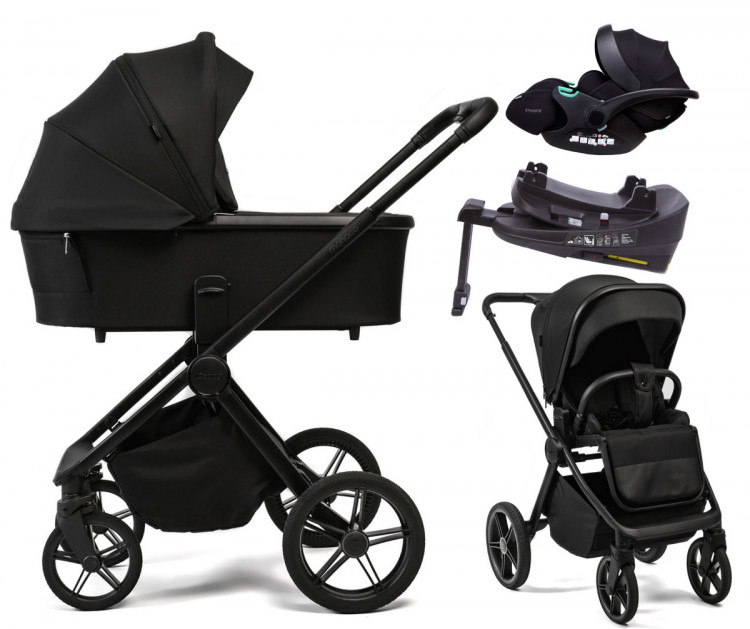 Детская коляска Peppy Monaco Plus 4 в 1 с автокреслом Verona Black и базой Black (черный), рама черная Детская коляска Peppy Monaco Plus 4 в 1 с автокреслом Verona Black и базой Black (черный), рама черная