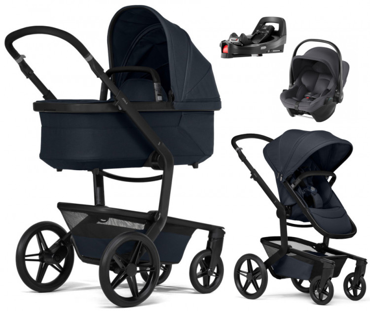 Детская коляска 4 в 1 Joolz Day 5 и автокресло Baby-Safe Core Midnight Grey и база Vario Base 5Z Dark Navy Blue