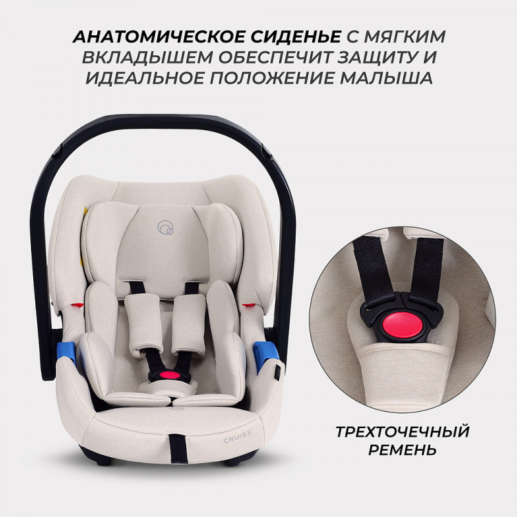 Детская коляска Rant Teo Soft 3 в 1 с автокреслом Cruise Beige Graphite Детская коляска Rant Teo Soft 3 в 1 с автокреслом Cruise Beige Graphite