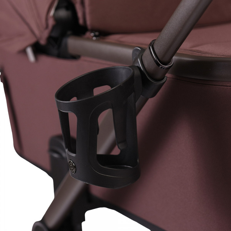 Детская коляска Peppy Monaco Plus 3 в 1 с автокреслом Jet Black Burgundy (винный), рама коричневая