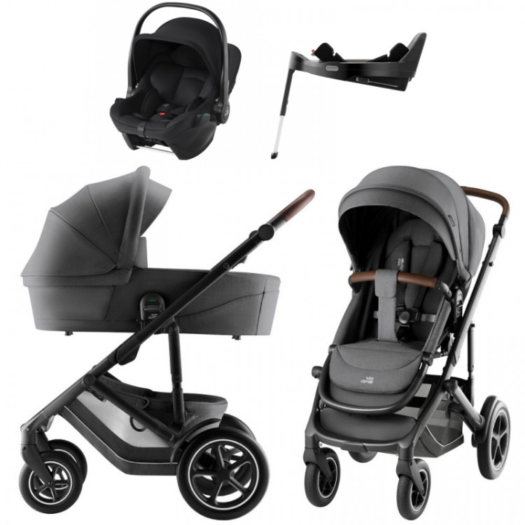 Коляска 4 в 1 Britax Roemer Smile 5Z Style и автокресло Baby-Safe Core Space Black + Vario Base 5Z Mineral Grey
