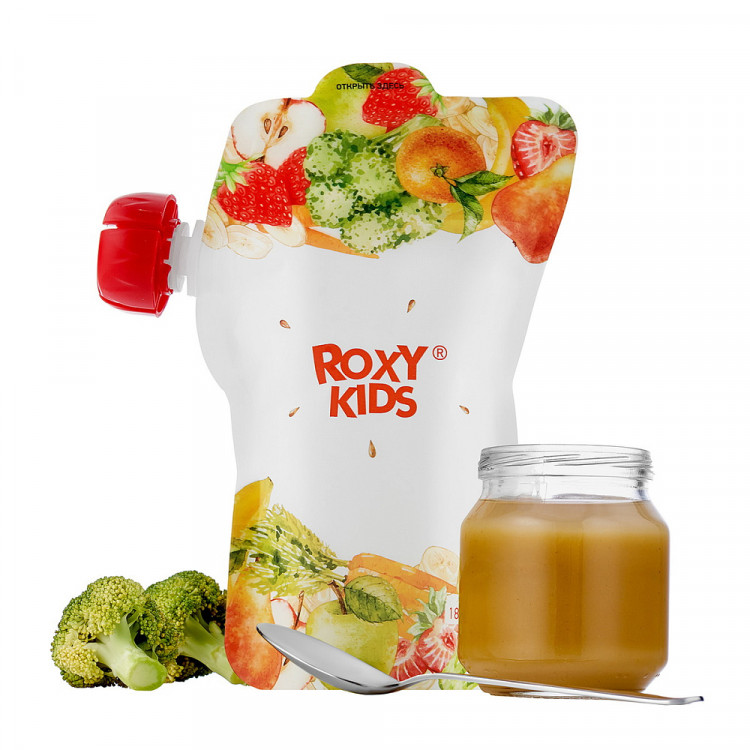 Пакеты Roxy-Kids для хранения фруктового пюре, 5 шт. с ложечкой Пакеты Roxy-Kids для хранения фруктового пюре, 5 шт. с ложечкой