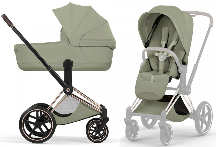 Коляска Cybex Priam V Rosegold Style Aton B2 Steel Grey 3 в 1 Sage Green Коляска Cybex Priam V Rosegold Style Aton B2 Steel Grey 3 в 1 Sage Green