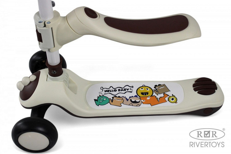 Детский самокат RiverToys HB-8002S BROWN/коричневый Детский самокат RiverToys HB-8002S BROWN/коричневый