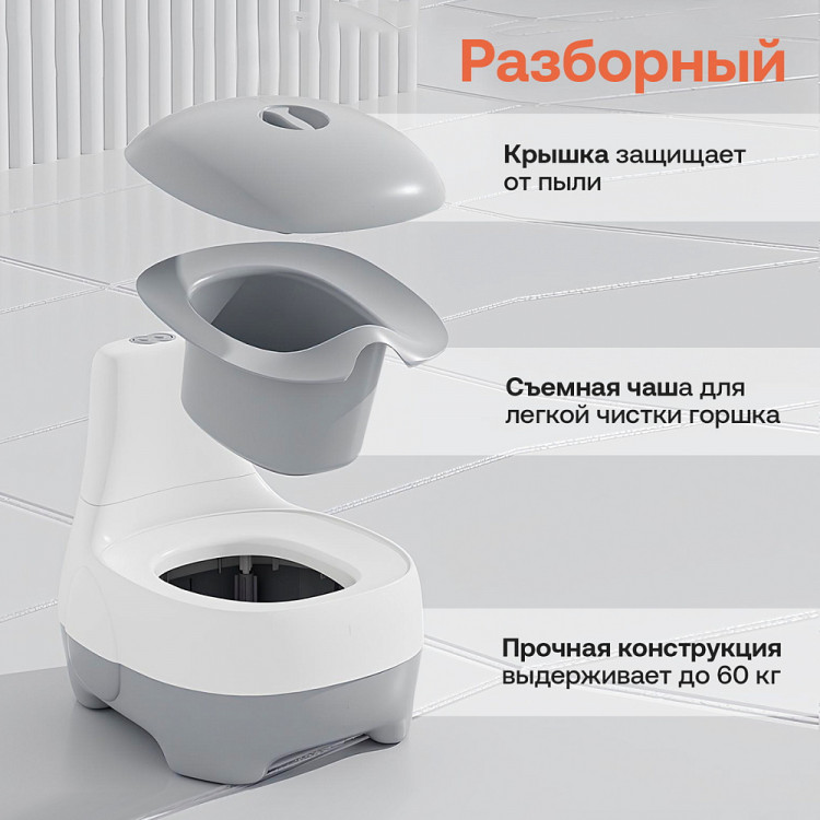 Горшок детский Fiorellino Elephant Слоник BP051, звуковой, антискользящая вставка серый Горшок детский Fiorellino Elephant Слоник BP051, звуковой, антискользящая вставка серый