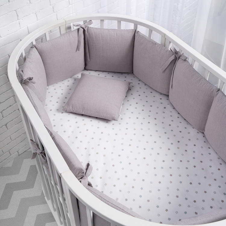 Бортик в кроватку Perina Soft Cotton серо-лиловый