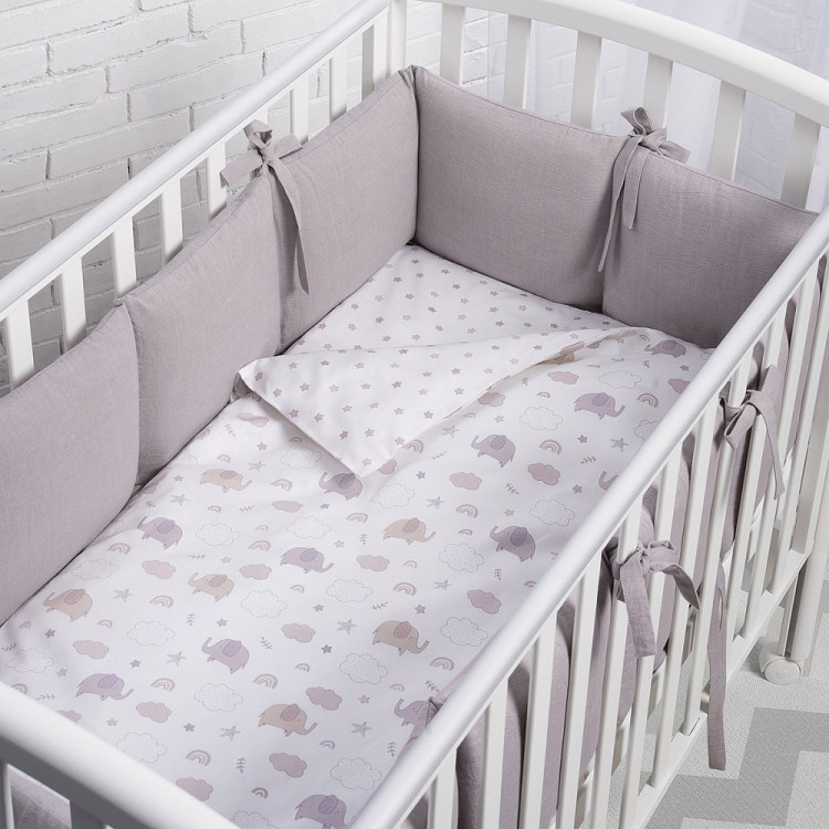 Бортик в кроватку Perina Soft Cotton серо-лиловый