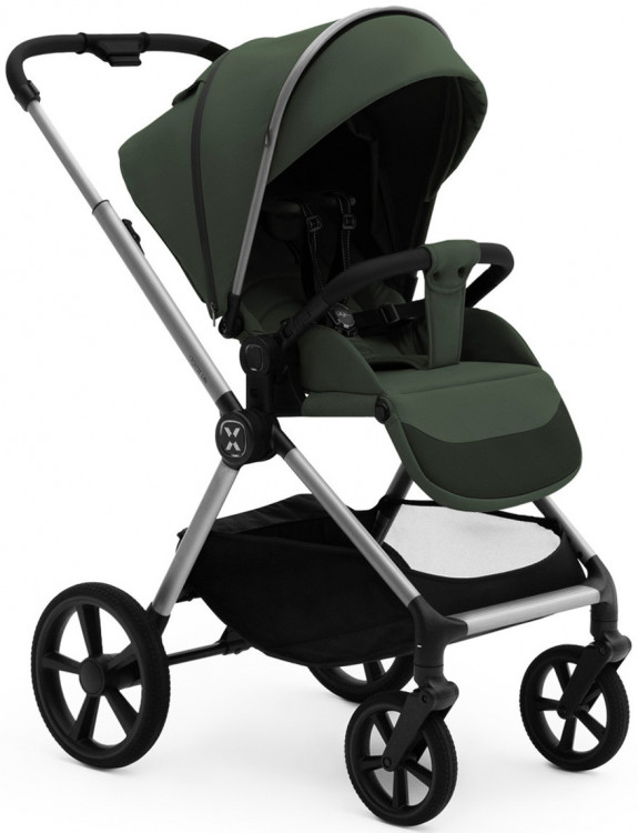 Коляска Agex Life 4 в 1 хромированная рама с автокреслом i-Safe S Black и базой ALC613 Crocodile (Зеленый)