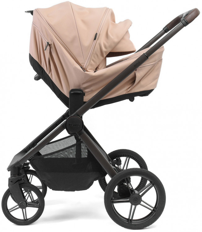 Детская коляска Peppy Soho 4 в 1 с автокреслом Verona Brown и базой Rose (пыльная роза), рама серо-бежевый