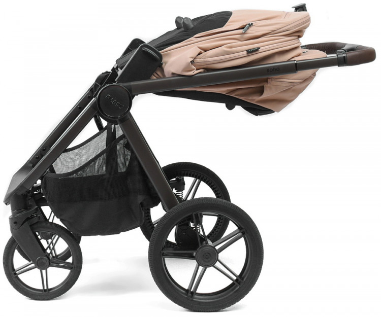Детская коляска Peppy Soho 4 в 1 с автокреслом Verona Brown и базой Rose (пыльная роза), рама серо-бежевый