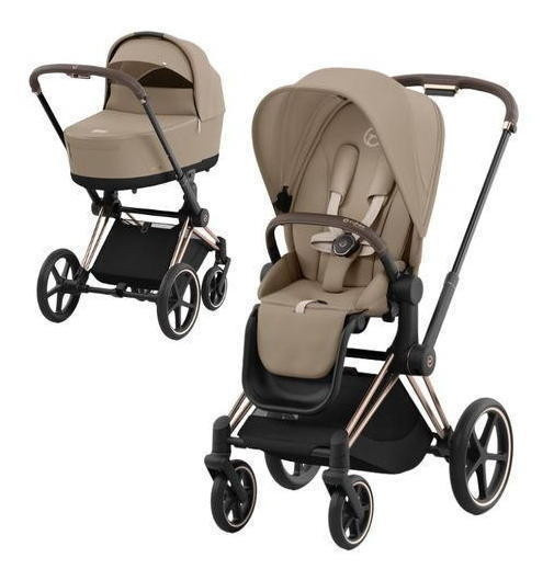 Коляска Cybex Priam IV Rosegold complete Cloud G3 Magic Black 3 в 1 Cozy Beige